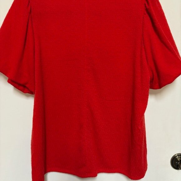 NEW LC LAUREN CONRAD WOMENS PLUS TRUE RED TEXTURED PULLOVER TOP. SZ. XXL - Picture 3 of 4